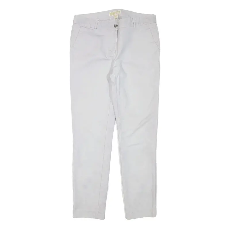 Michael Kors Womens Slim White Cotton Blend Trouser W30 L28 Elegant Fit Zip 1