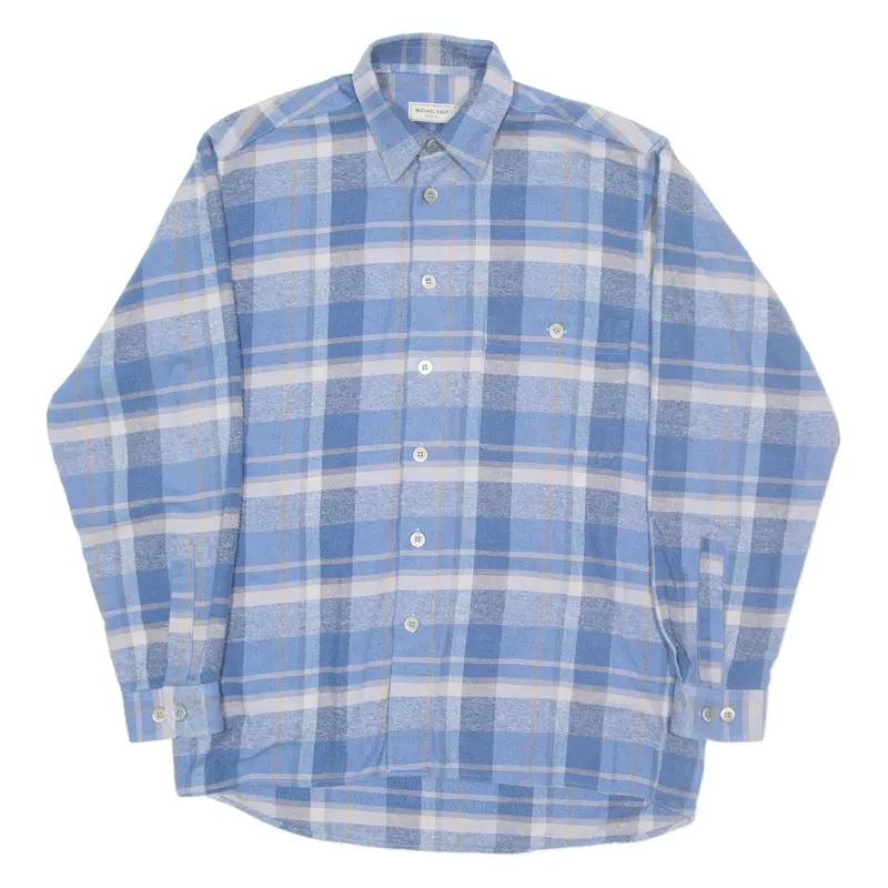 Michal Kauf Mens Shirt Blue Check Long Sleeve M 1
