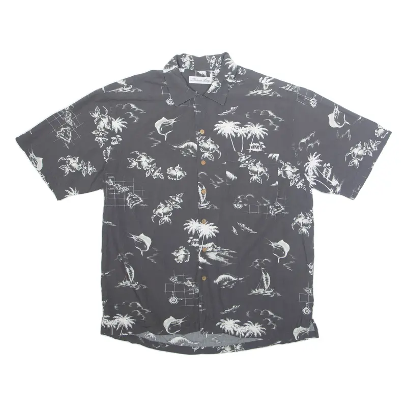 Milano Bay Mens Shirt Grey Crazy Pattern L 1