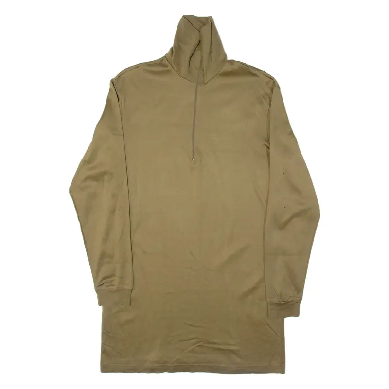 Military Womens T-Shirt Brown Long Sleeve 1/4 Zip L 1