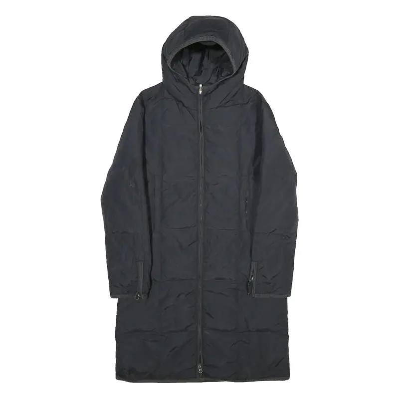 Miss Sixty Womens Black Hooded Zip Up Longline Polyamide Jacket S Plain Stylish 1