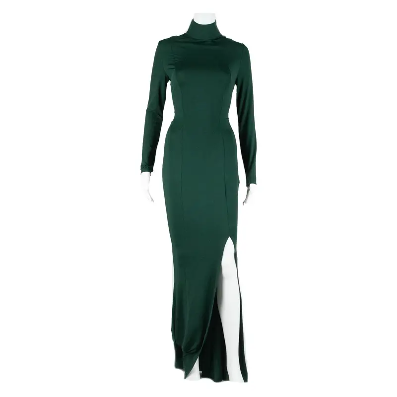Mistress Rocks Womens Maxi Dress Green Long Sleeve Long S 1