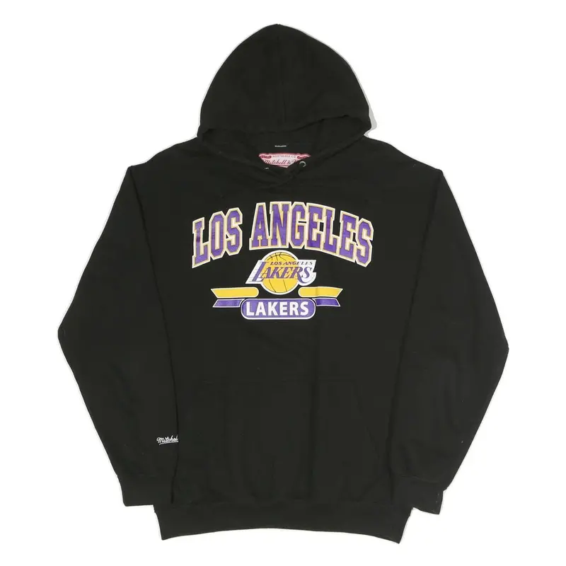 Mitchell & Ness Mens Black Los Angeles Lakers Hoodie M Printed Cotton Blend 1