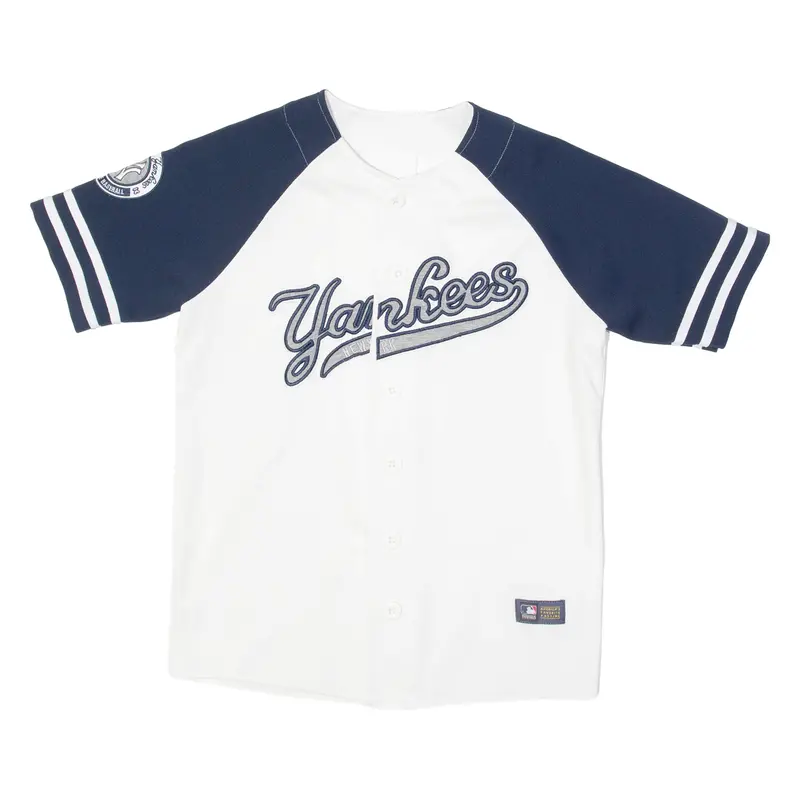 Mlb Yankees Mens Jersey White Usa Button Neck S 1