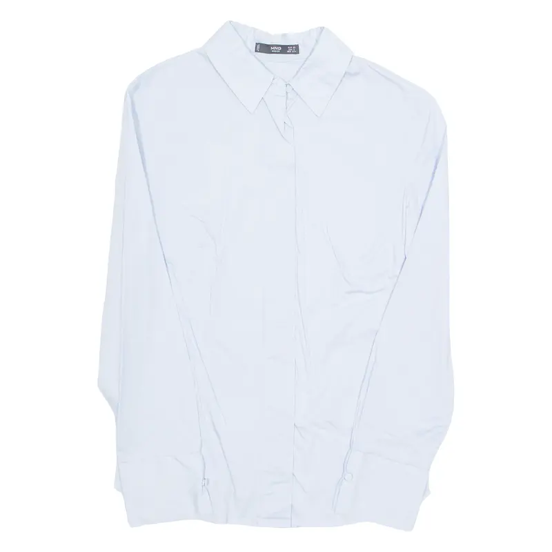 Mng Basics Womens Shirt Blue Collared Long Sleeve Xs 1