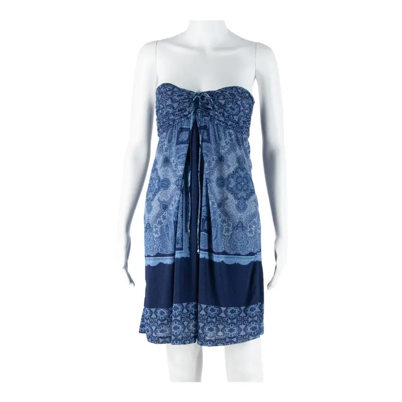 Mng Casual Womens Mini Dress Blue Crazy Pattern Sleeveless Short Xs 1