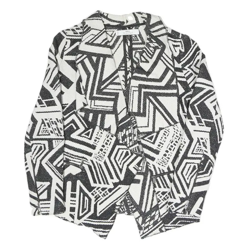 Mng Womens Black & White Geometric Coach Jacket S Polyester Blend Woven Classic 1