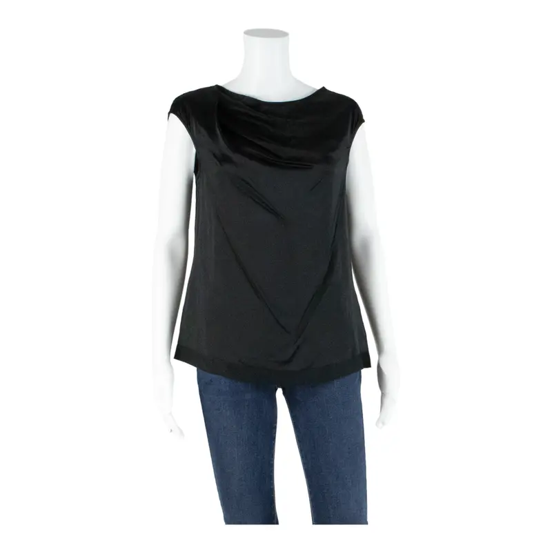 Mod Lux Womens Vest Black Sleeveless Silk M 1
