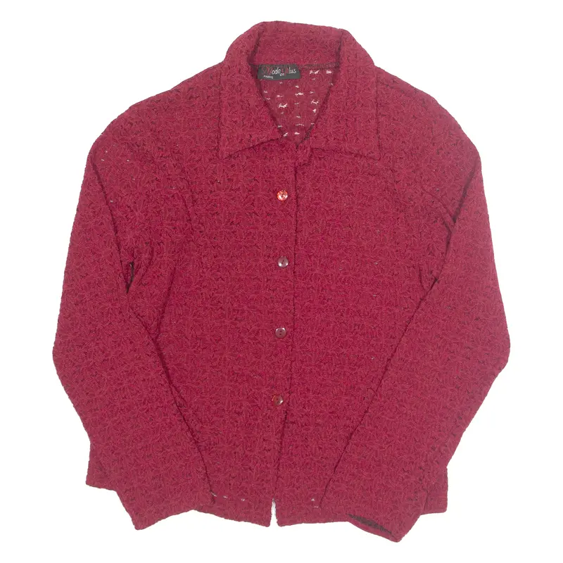 Mode En Plus Womens Shirt Maroon Collared Long Sleeve M 1
