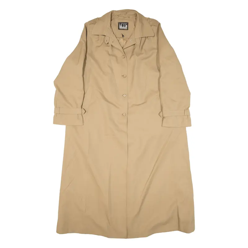 Mode International Womens Trench Coat Beige Wool Xl 1