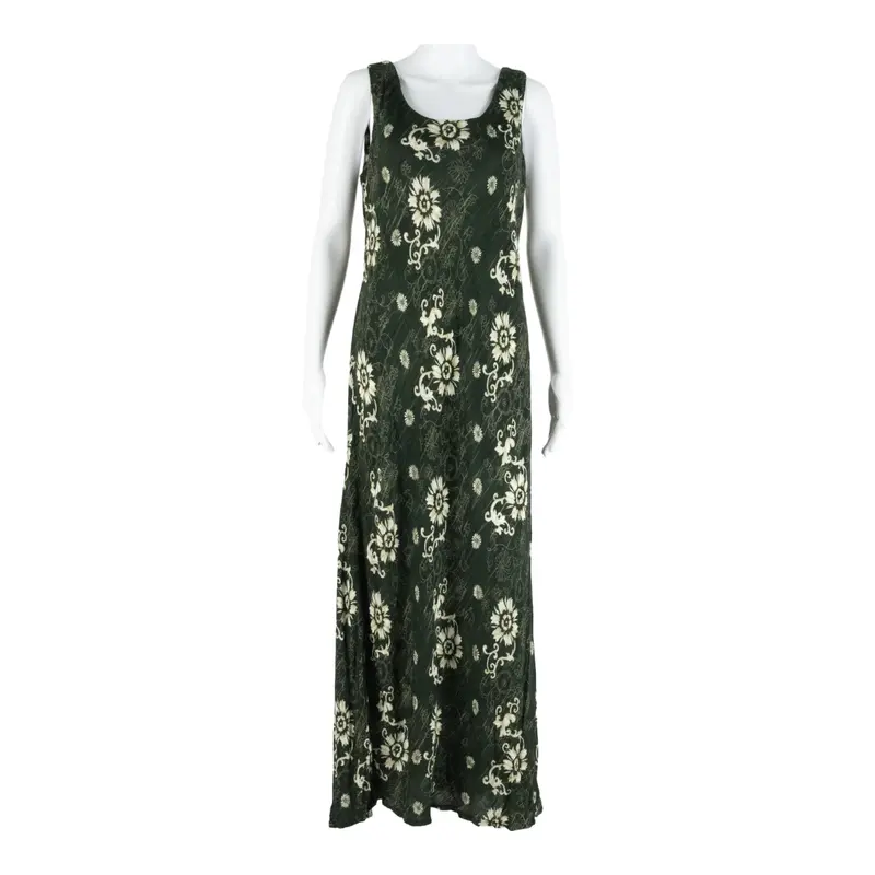 Molly Maloy Womens Shift Dress Green Floral Sleeveless Long Uk 10 1