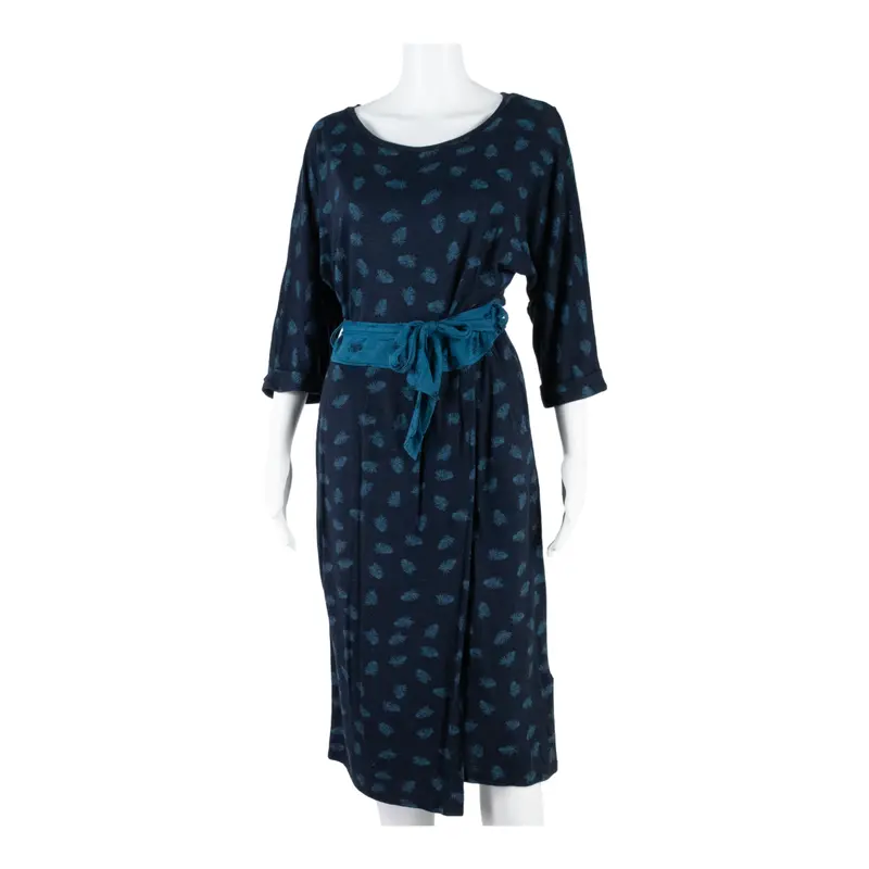 Monsoon Feather Design Womens A-Line Dress Blue Midi S 1
