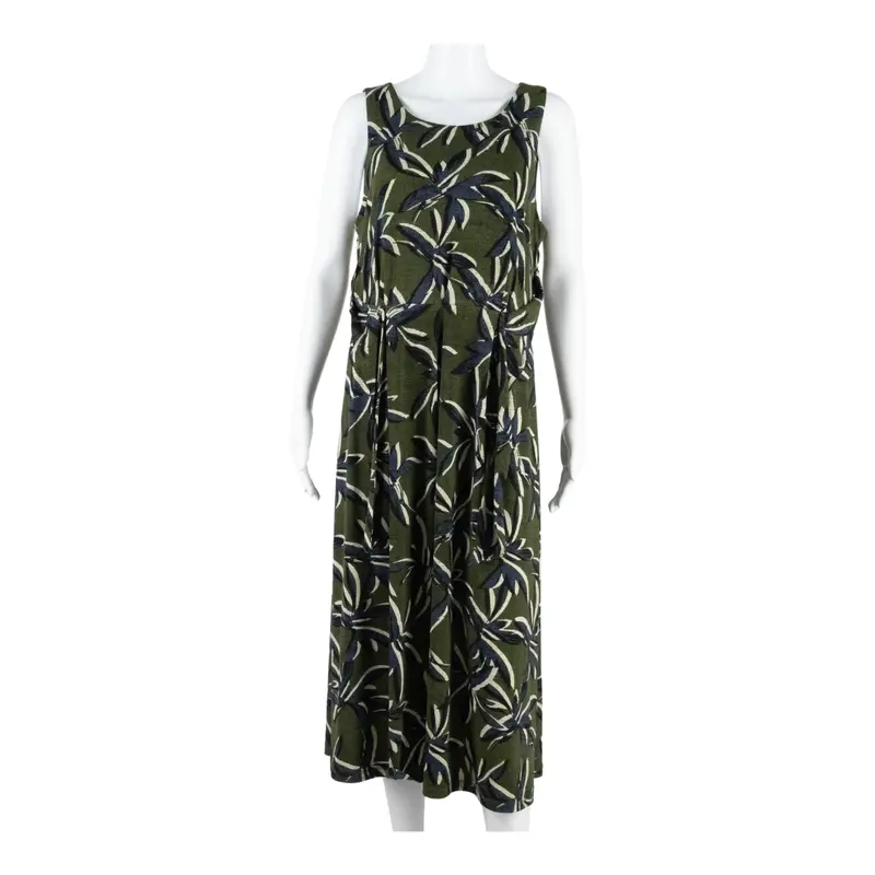 Monsoon Womens A-Line Dress Green Floral Sleeveless Long Uk 12 1