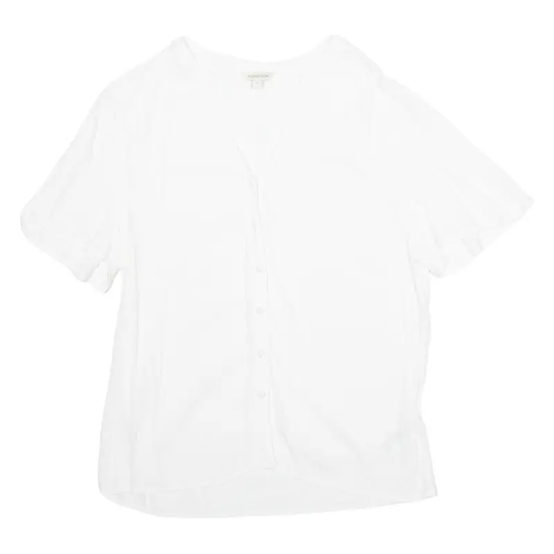 Monsoon Womens Blouse White V-Neck M 1