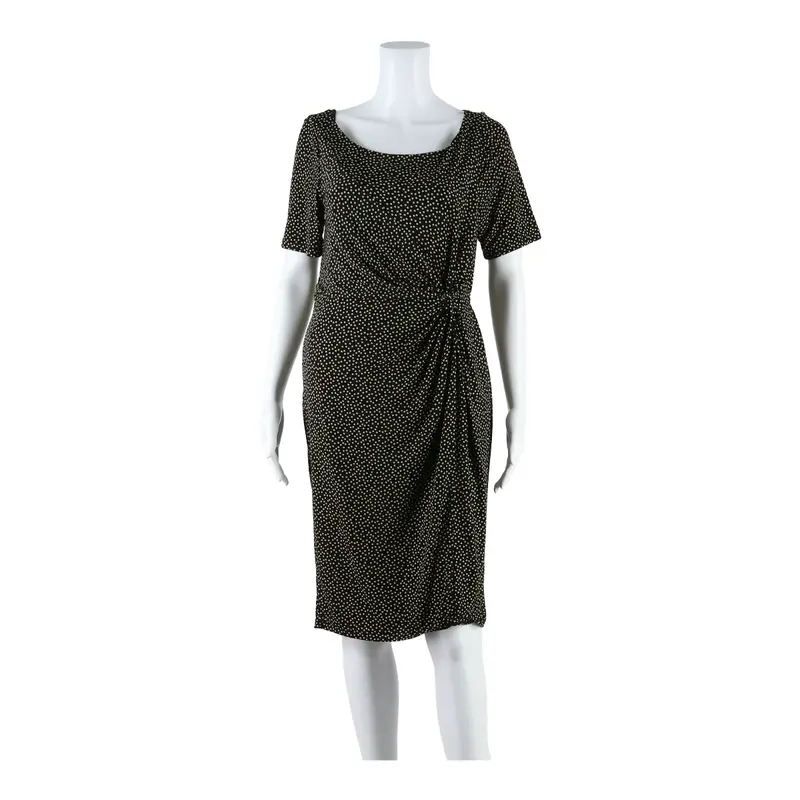 Monsoon Womens Bodycon Dress Black Spotted Short Sleeve Midi Uk 14 1