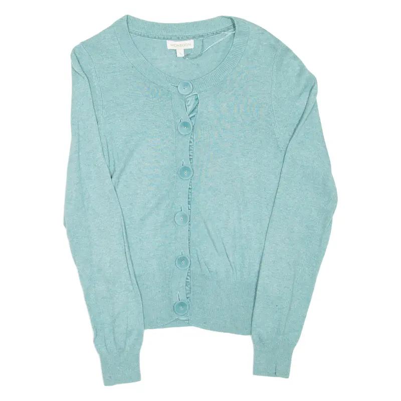Monsoon Womens Cardigan Blue Tight Knit S 1