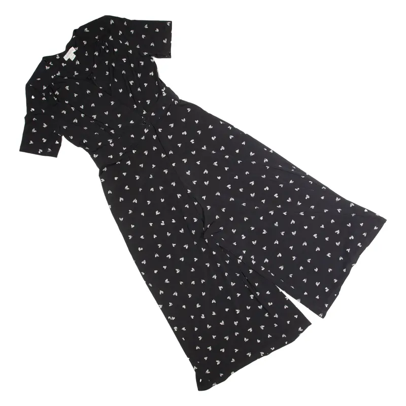 Monsoon Womens Jumpsuit Black Spotted Wide-Leg Uk 10 1