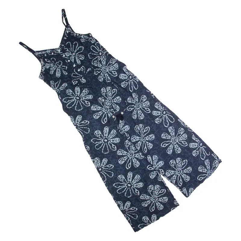 Monsoon Womens Jumpsuit Blue Floral Wide-Leg M 1