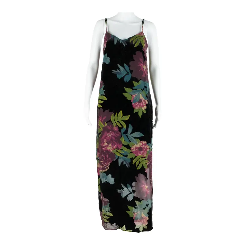 Monsoon Womens Maxi Dress Black Viscose Floral Sleeveless Long Uk 10 1