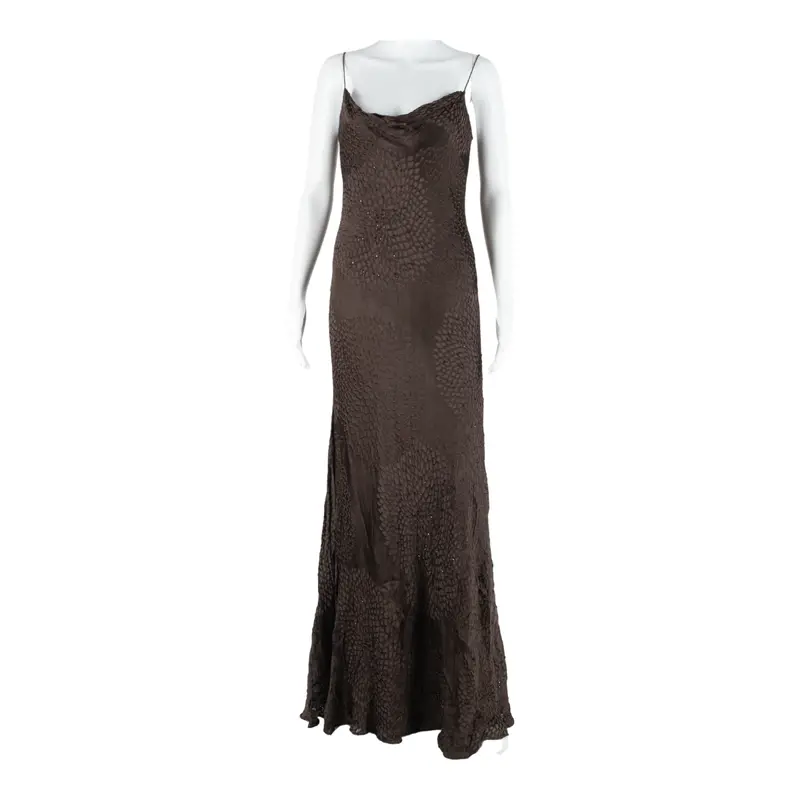 Monsoon Womens Maxi Dress Brown Viscose Crazy Pattern Sleeveless Long Uk 12 1