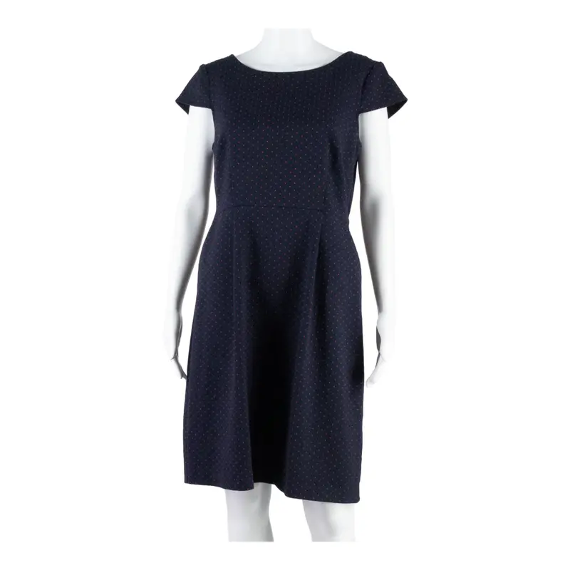 Monsoon Womens Pencil Dress Blue Polka Dot Short Sleeve Midi Uk 12 1