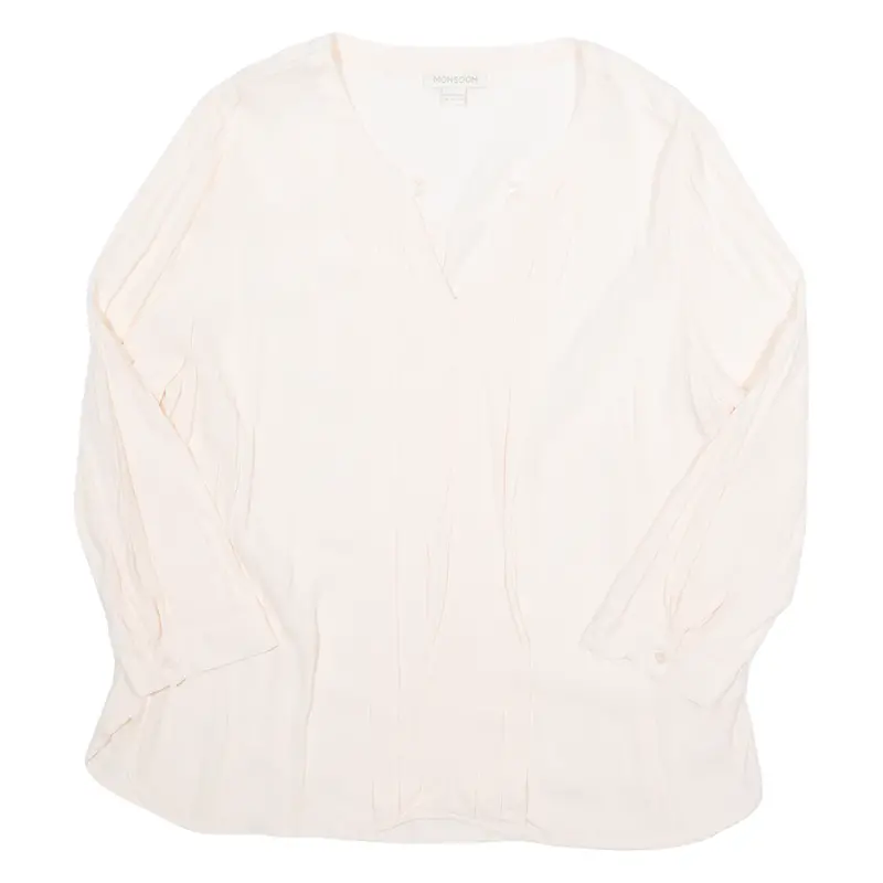 Monsoon Womens Top Pink V-Neck 3/4 Sleeve Uk 14 1