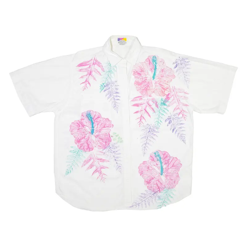 Montello Womens Shirt White Floral Xl 1