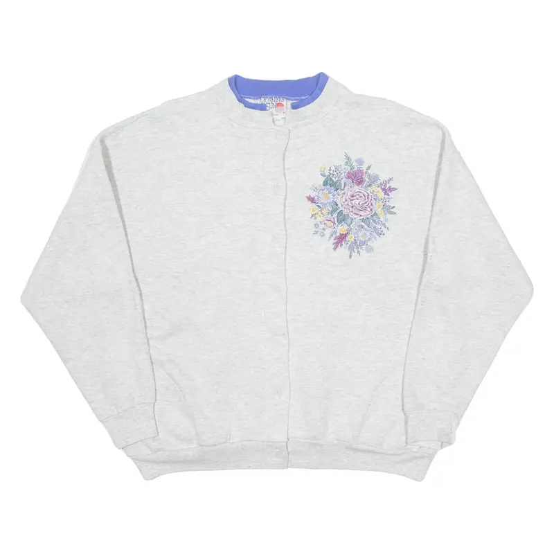 Morning Sun Womens Jumper Grey Floral Tight Knit Xl 1