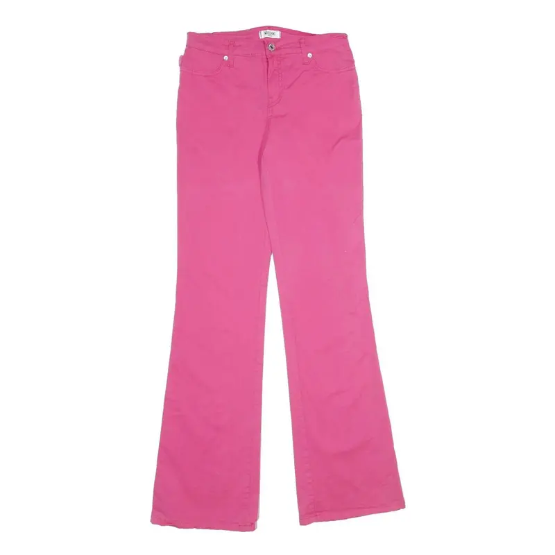 Moschino Womens Cotton Blend Pink Regular Flared Trousers W28 L34 Stylish Casual 1