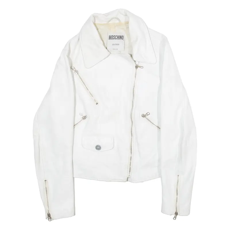 Moschino Womens Jacket Cream Leather S 1