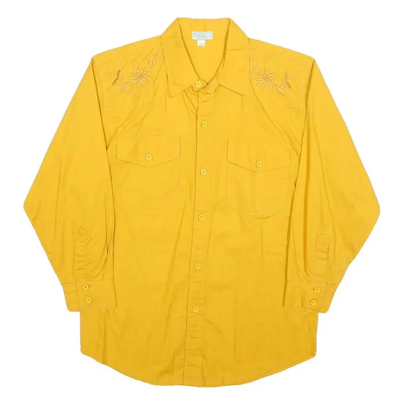 Moskito Boys Yellow Cotton Blend Casual Shirt L Button Front Long Sleeve 1
