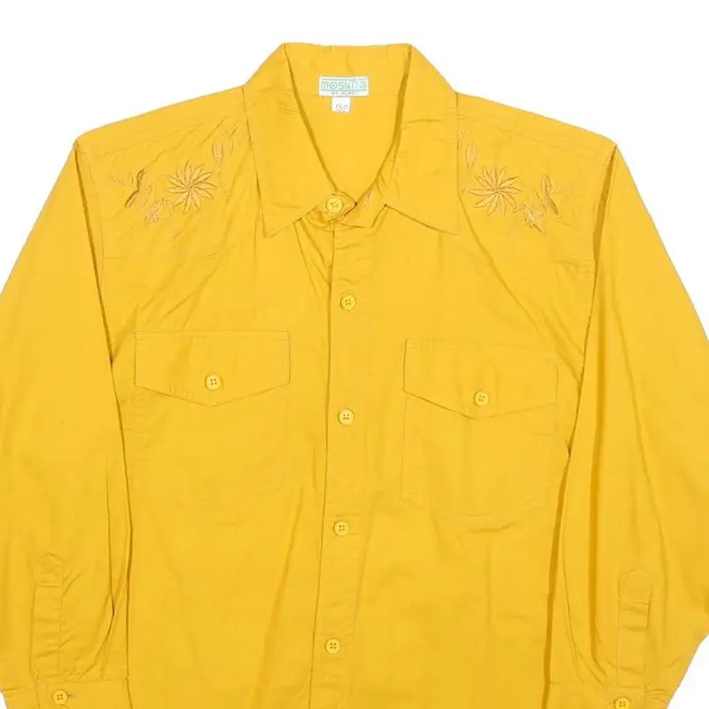 Moskito Boys Yellow Cotton Blend Casual Shirt L Button Front Long Sleeve 2
