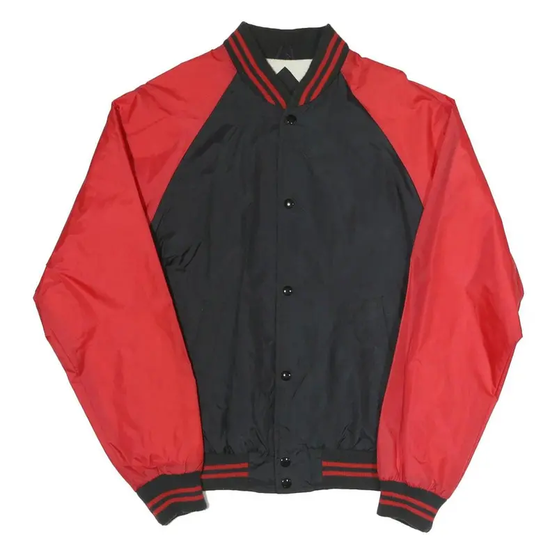Mta Pro Mens Black & Red Button Bomber Jacket S Polyester Blend Athletic Casual 1