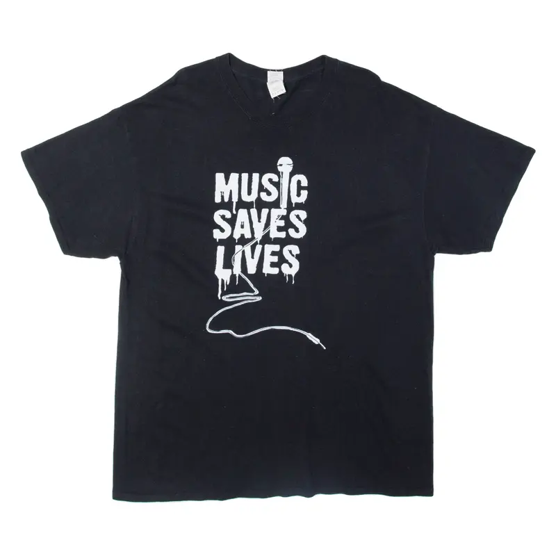 Music Saves Lives Mens Band T-Shirt Black Xl 1