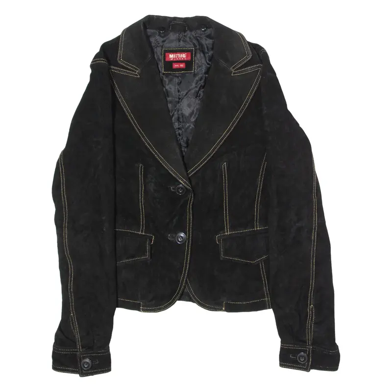 Mustang Jeans Womens Blazer Jacket Black Leather Xs 1