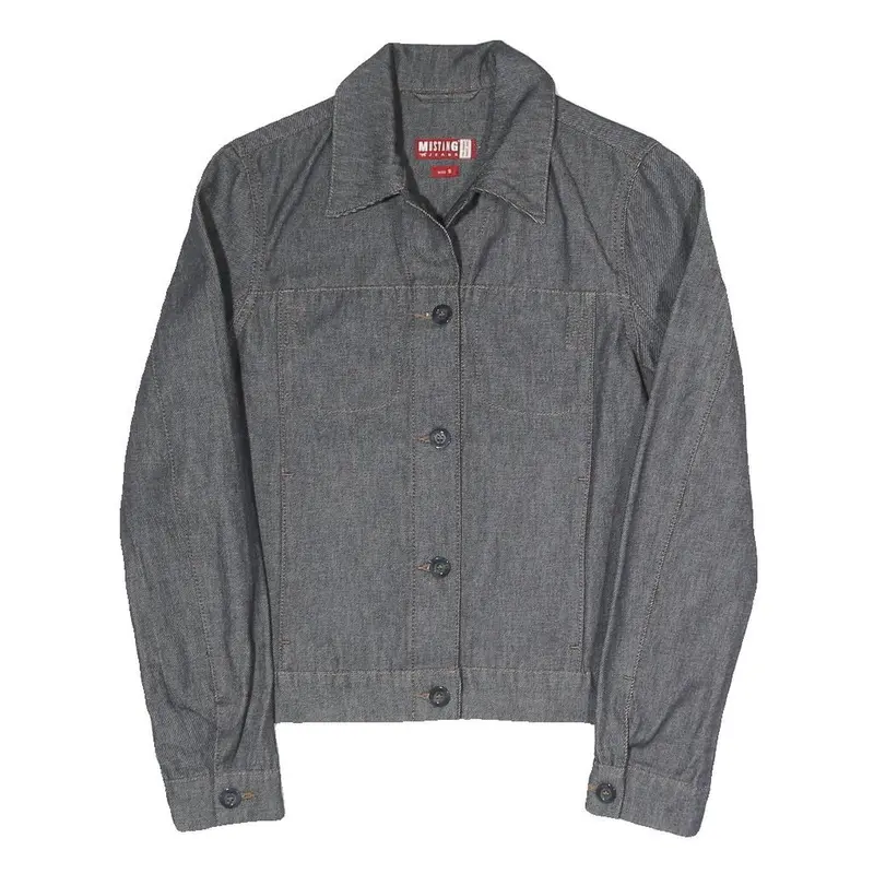 Mustang Jeans Womens Grey Cotton Blend Button Jacket S Denim Style Plain 1