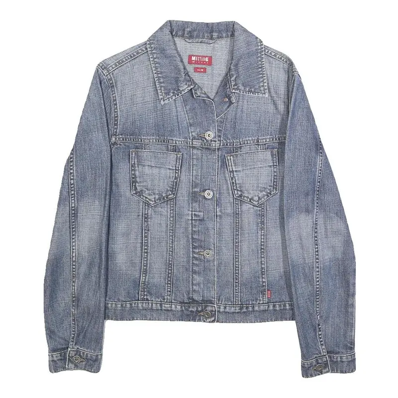 Mustang Womens Blue Denim Jacket M Cotton Button Plain Classic Denim Jacket 1