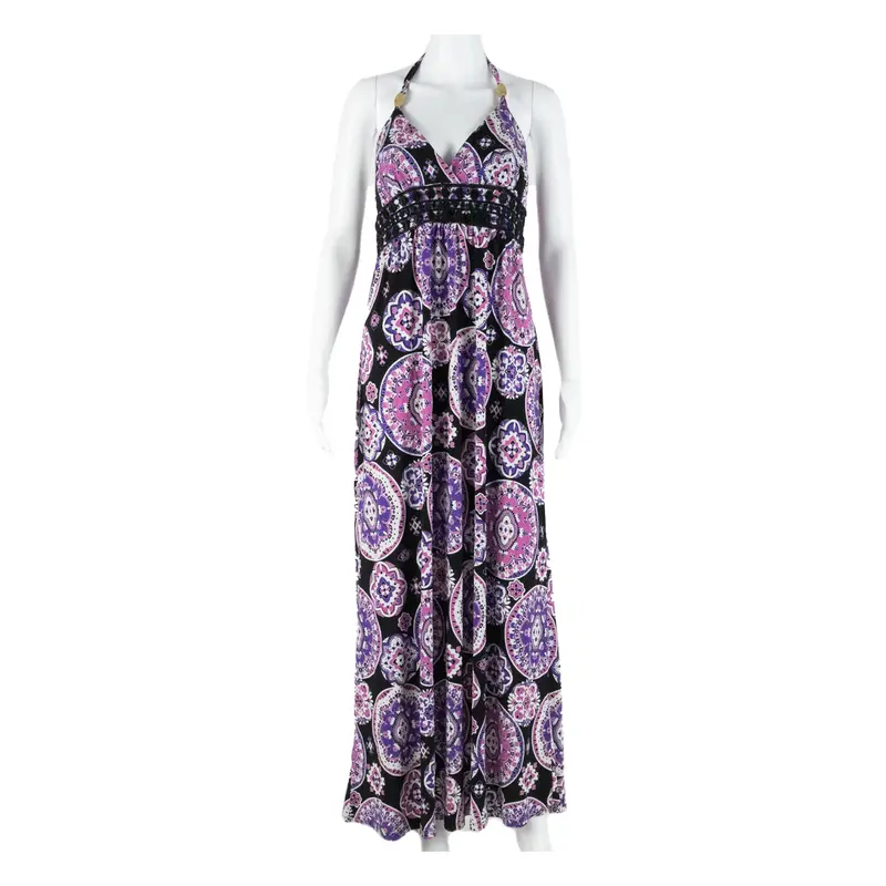 My Michelle Womens Day Dress Purple Floral Sleeveless Midi M 1