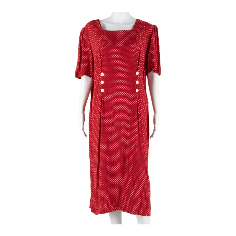 My Michelle Womens Day Dress Red Spotted Short Sleeve Midi L 1
