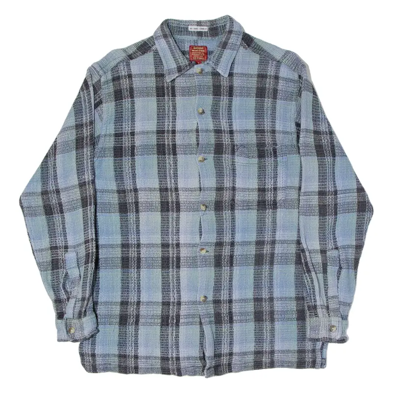 N.W. Ten Mens Flannel Shirt Blue Check Long Sleeve S 1