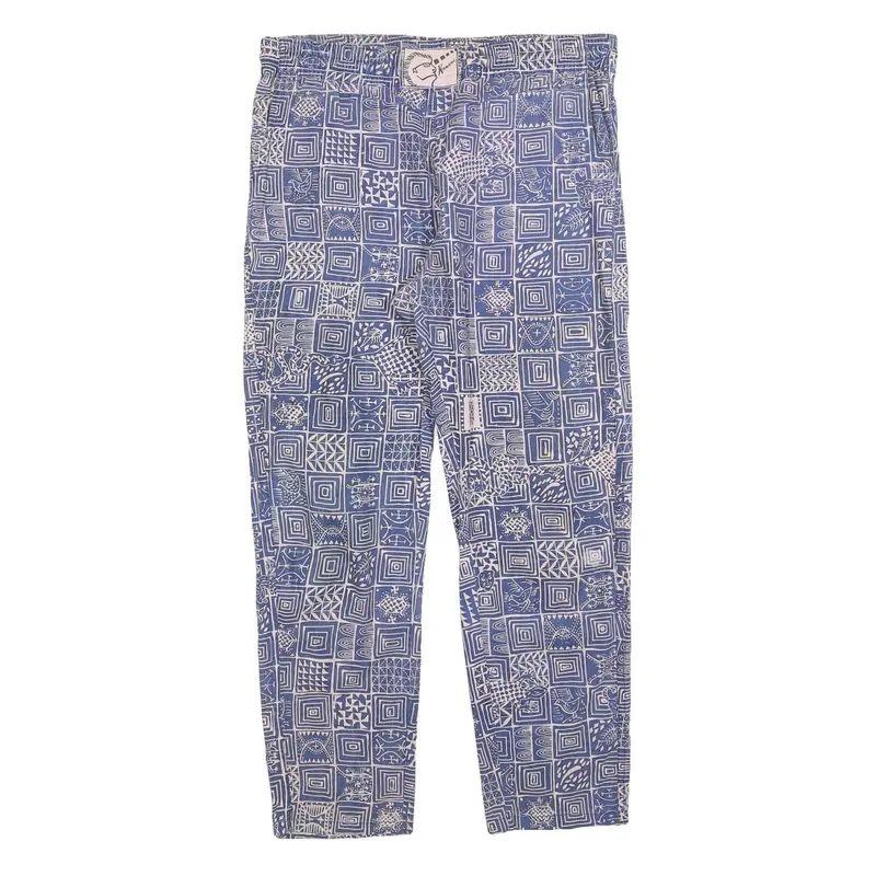 Nanard Womens Cotton Blend Blue & White Regular Fit Trousers W34 L30 Drawstring 1