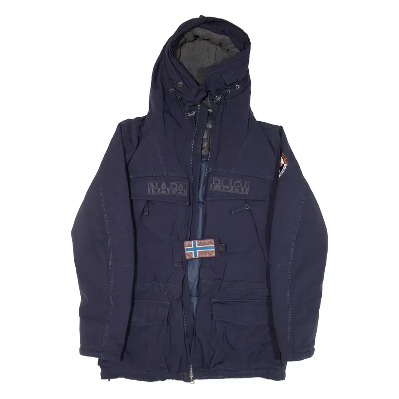 Napapijri Insulated Mens Parka Jacket Blue Hooded S 1