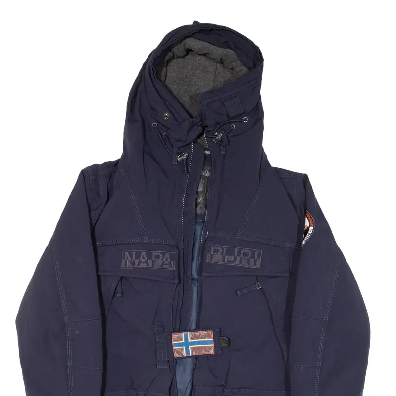 Napapijri Insulated Mens Parka Jacket Blue Hooded S 2
