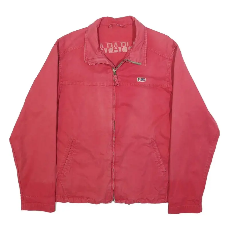 Napapijri Mens Red Cotton Jacket Xl Plain Zip Casual Everyday Wear 1