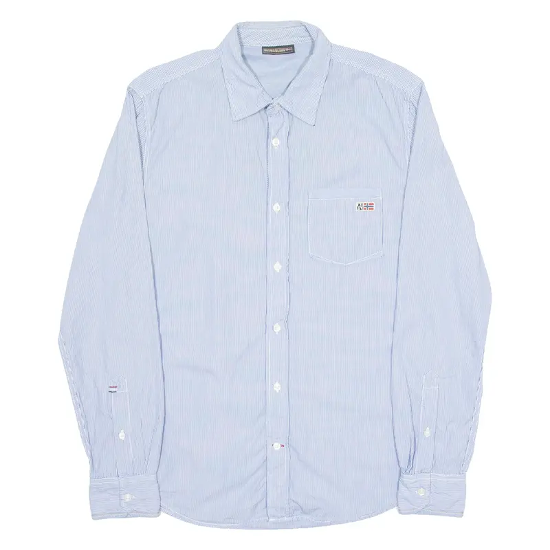 Napapijri Mens Shirt Blue Striped Long Sleeve L 1