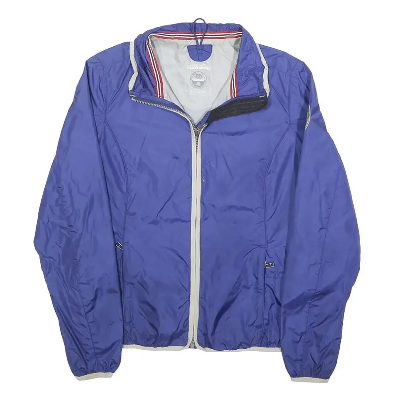 Napapijri Womens Blue Lightweight Jacket S Polyester Plain Zip Casual Outdoor 1