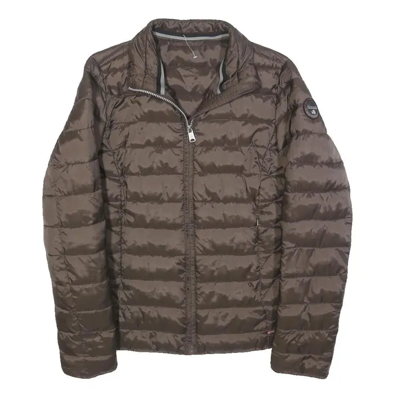 Napapijri Womens Brown Quilted Jacket S Polyester Zip Lightweight Casual 1