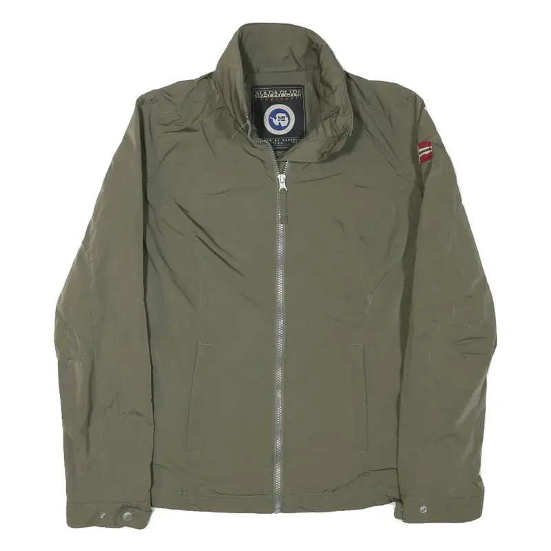 Napapijri Womens Green Zip Jacket M Polyester Blend Plain Casual Outdoor 1