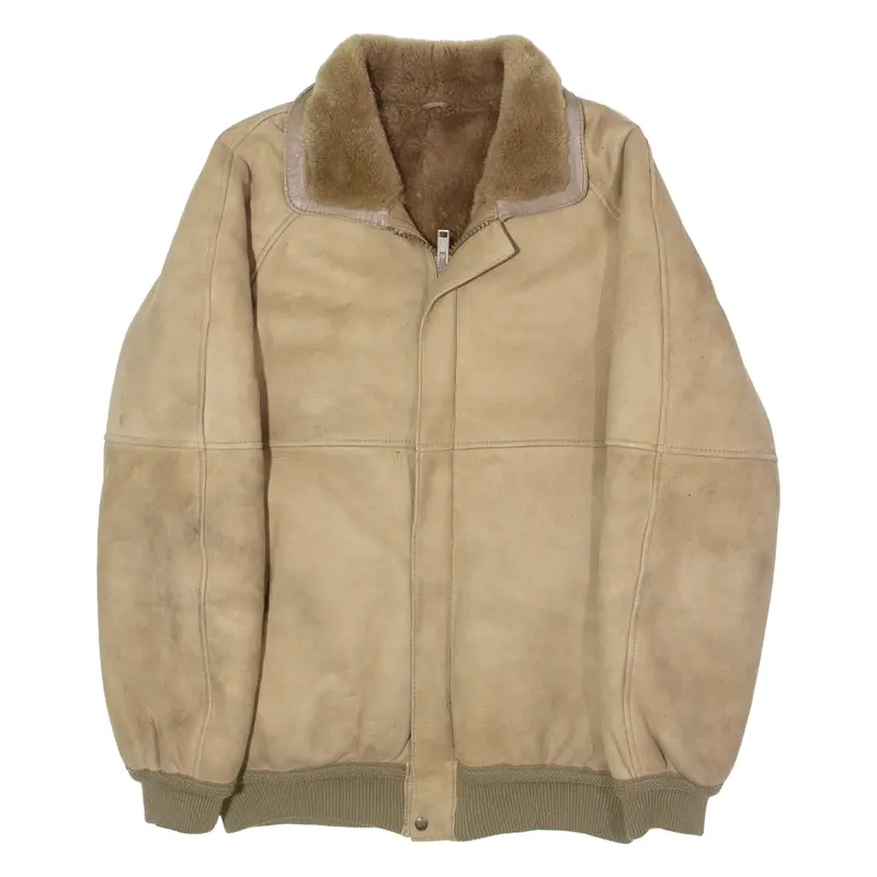 Nappa Tex Womens Flight Jacket Beige Shearling 90S Uk 18 1