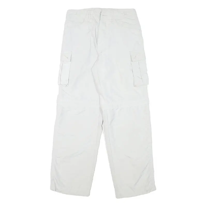 Nasty Womens White Relaxed Cargo Trousers W28 L28 Polyester Blend Button Closure 1